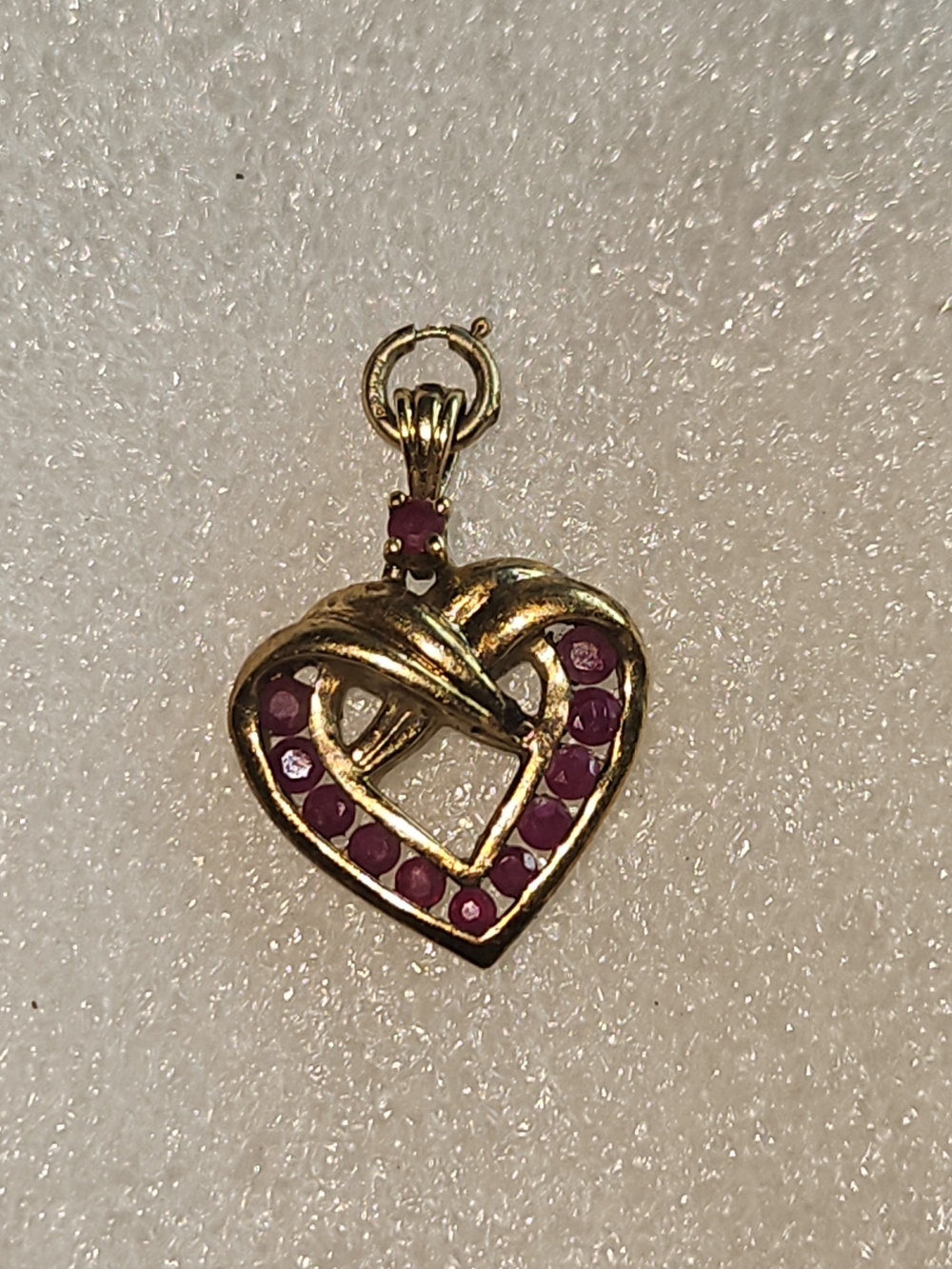 Vintage DANBURY MINT 925 Sterling Silver Gold Vermeil Real Ruby Heart Pendant
